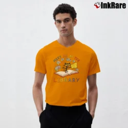 Men’s Pete The Cat Library Reading Charcoal Graphic V-Neck Tee in orange | Sharp, Breathable, Everyday Staple