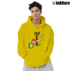 Men’s Pete The Cat Playing Guitar Graphic Pullover Hoodie in yellow | Cozy, Durable, Modern Fit