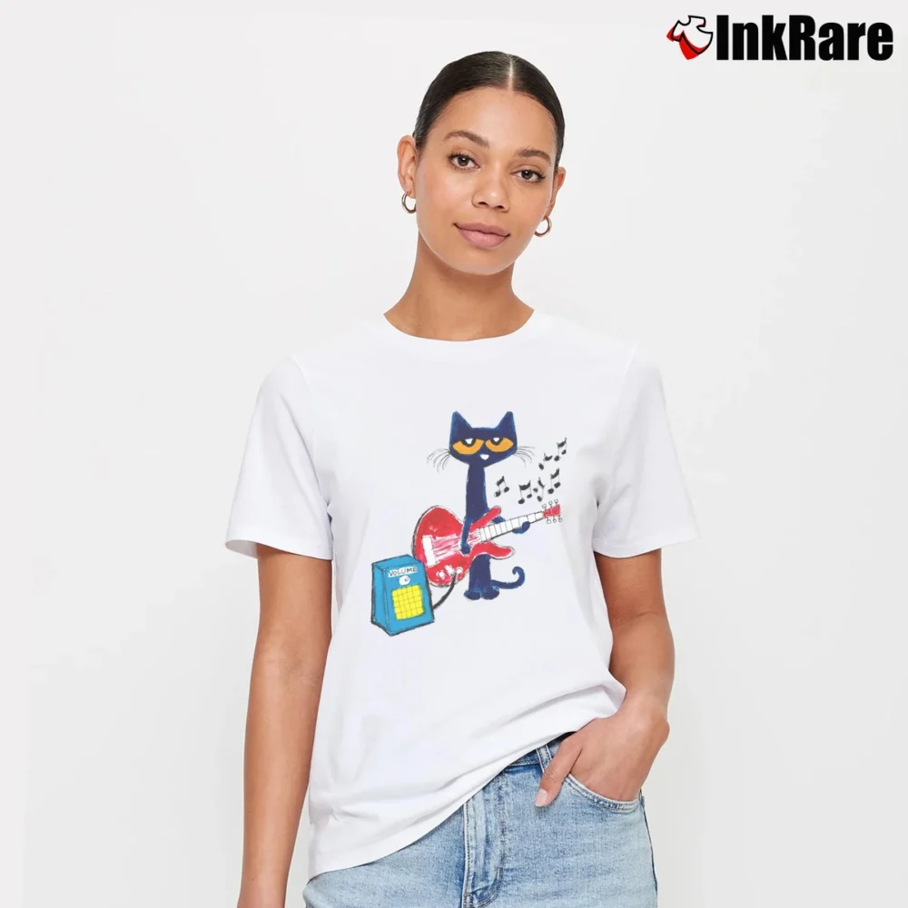 Women’s Pete The Cat Playing Guitar Graphic Signature T-Shirt in white | Soft, Flattering Fit