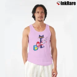 Men’s Pete The Cat Playing Guitar Graphic Tank Top in light pink | Breathable, Active-Friendly Design