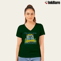 Women’s Pete The Cat Wheels On The Bus V-Neck Tee in forest green | Chic Neckline, Soft Texture