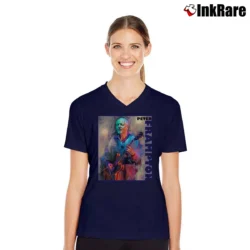 Women’s Peter Frampton Musician V-Neck Tee in navy | Chic Neckline, Soft Texture