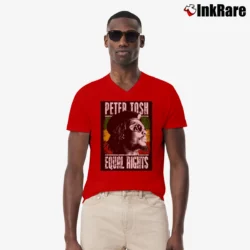 Men’s Peter Tosh Equal Rights Reggae V-Neck Tee in red | Sharp, Breathable, Everyday Staple