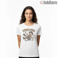 Petra Ral Petrafied Chibi Pun Shirt on white short sleeve shirt for women graphic tee