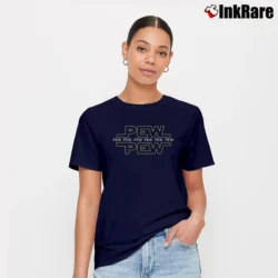 Women’s Pew Pew Pew Star Wars Funny Gift Signature T-Shirt in navy | Soft, Flattering Fit