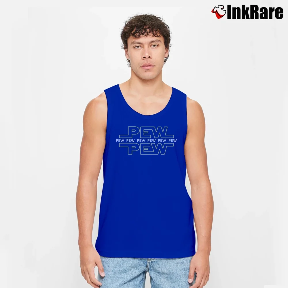 Men’s Pew Pew Pew Star Wars Funny Gift Tank Top in royal blue | Breathable, Active-Friendly Design