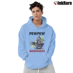 Men’s PewPew Madafakas Darth Vader Baby Yoda Funny Star Wars Pullover Hoodie in light blue | Cozy, Durable, Modern Fit