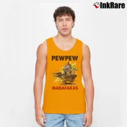 Men’s PewPew Madafakas Darth Vader Baby Yoda Funny Star Wars Tank Top in orange | Breathable, Active-Friendly Design