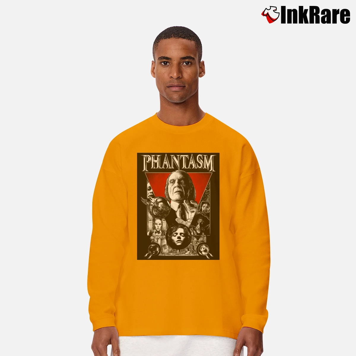 Men’s Phantasm Witty Cool Comfortable Long-Sleeve Shirt in orange | Sleek, Lightweight, Year-Round Wear