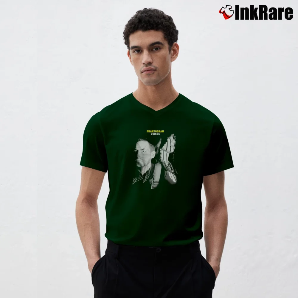 Men’s Phantogram Voices V-Neck Tee in forest green | Sharp, Breathable, Everyday Staple