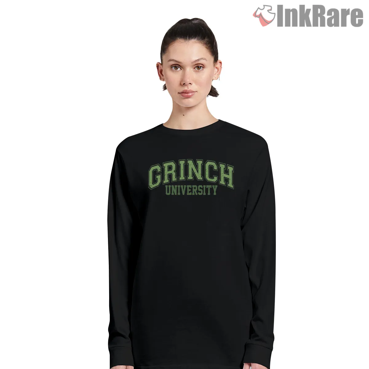 Pharmacy Crew Grinch University Christmas Long Sleeve Black Pharmacy Crew Grinch University Christmas Shirt on black long sleeve shirt for women graphic tee