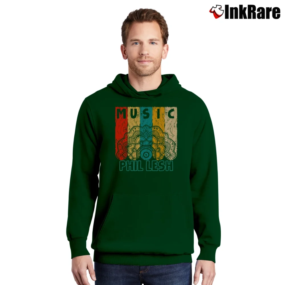 Men’s Phil Lesh Vintage Retro Mandala Pullover Hoodie in forest green | Cozy, Durable, Modern Fit