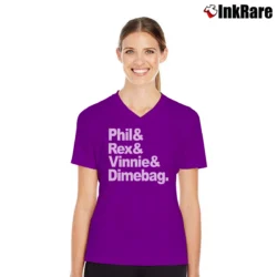Women’s Phil Rex Vinnie Dimebag Metal V-Neck Tee in purple | Chic Neckline, Soft Texture