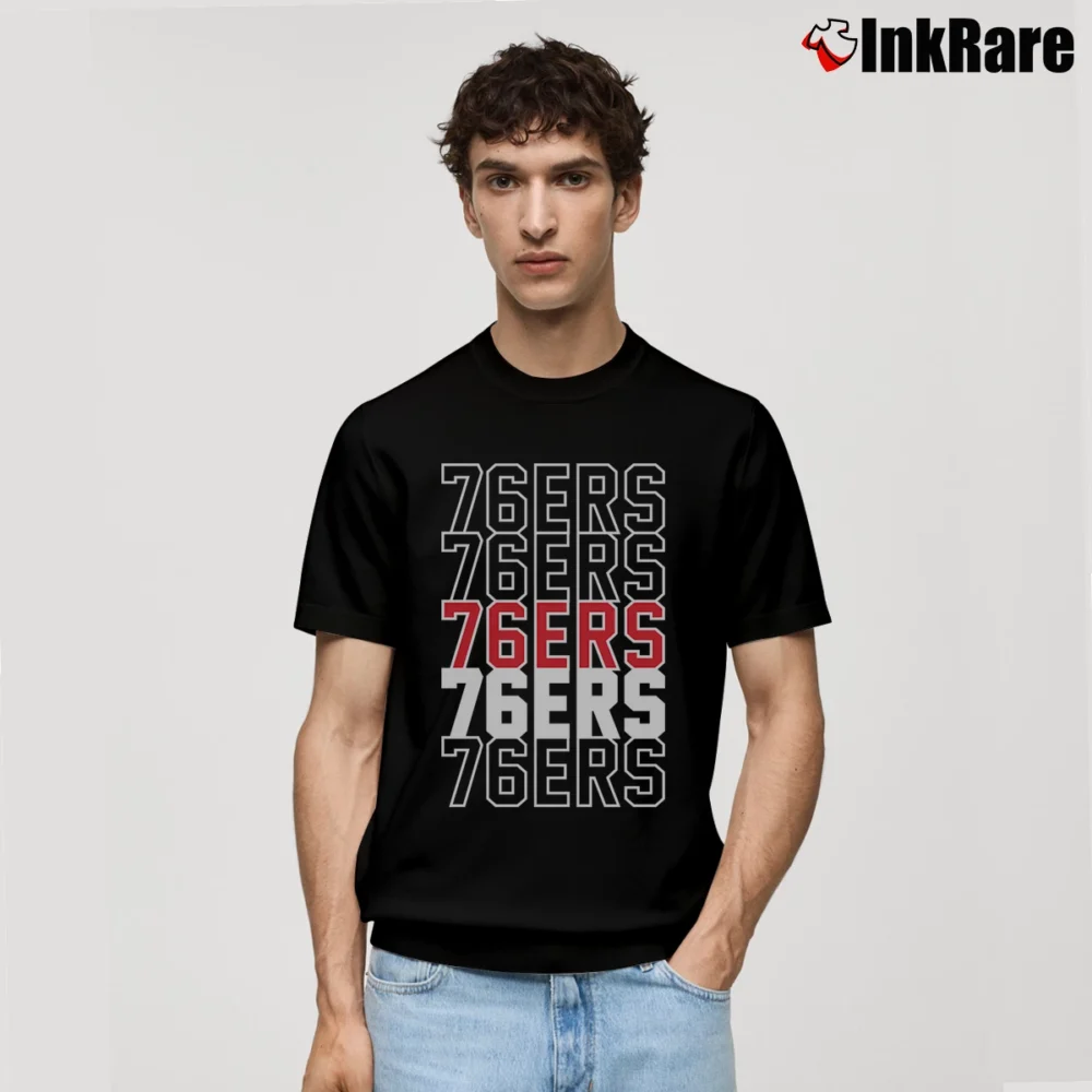 Men’s Philadelphia 76ers Texts Classic T-Shirt in black | Soft, Breathable Everyday Wear