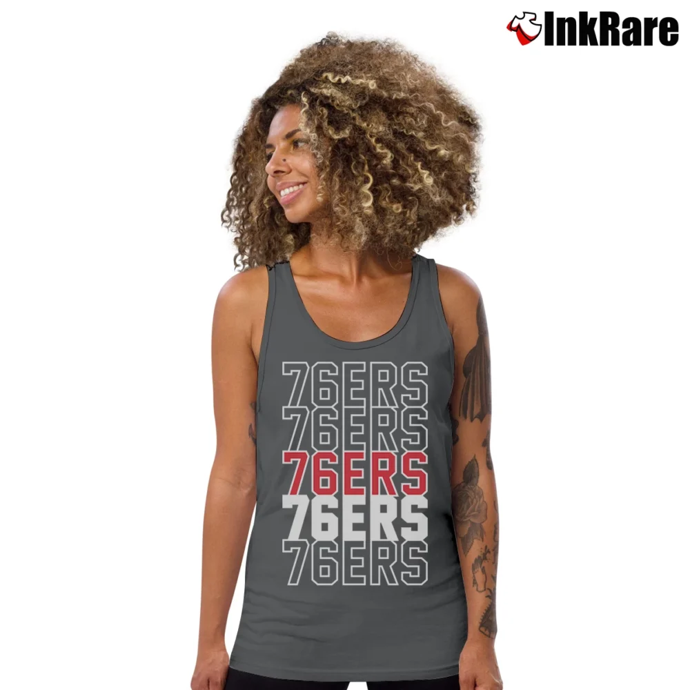 Women’s Philadelphia 76ers Texts Tank Top in charcoal | Lightweight, Movement-Friendly