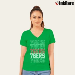 Women’s Philadelphia 76ers Texts V-Neck Tee in irish green | Chic Neckline, Soft Texture