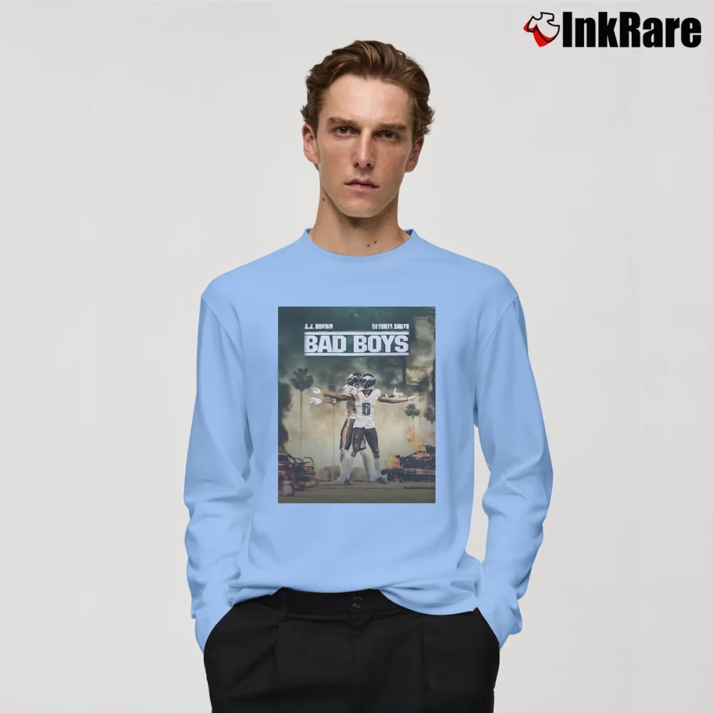 Men’s Philadelphia Eagles AJ Brown Devonta Smith Bad Boys Long-Sleeve Shirt in light blue | Sleek, Lightweight, Year-Round Wear