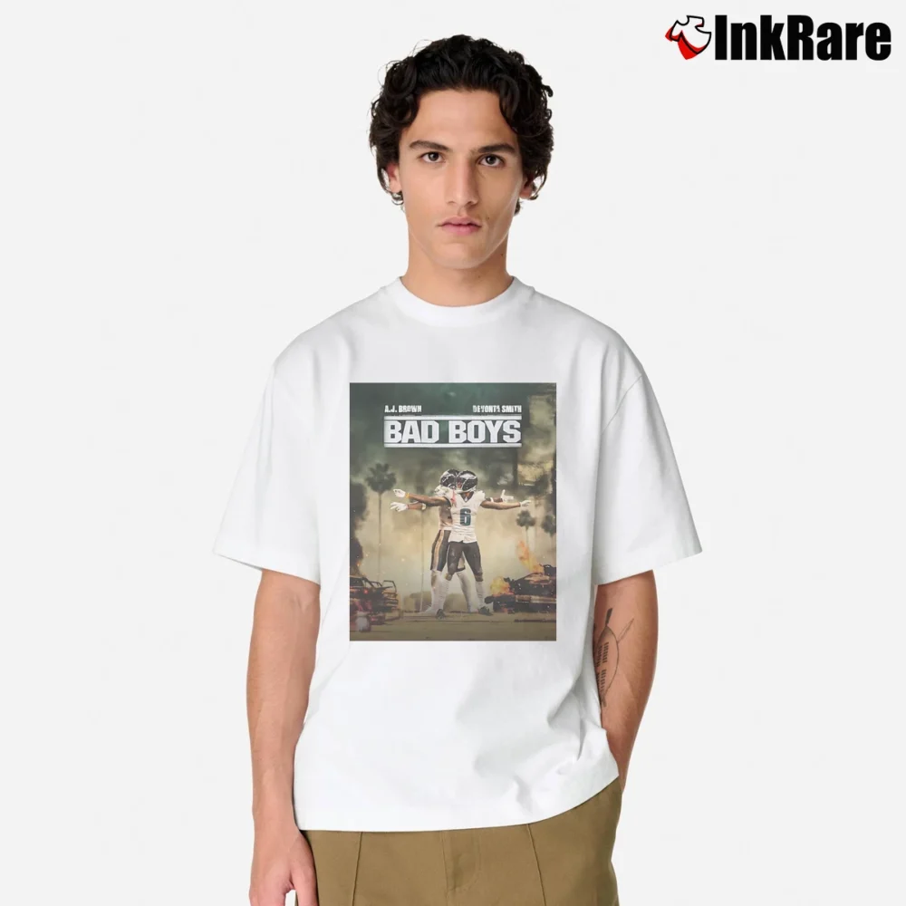 Men’s Philadelphia Eagles AJ Brown Devonta Smith Bad Boys Classic T-Shirt in white | Soft, Breathable Everyday Wear
