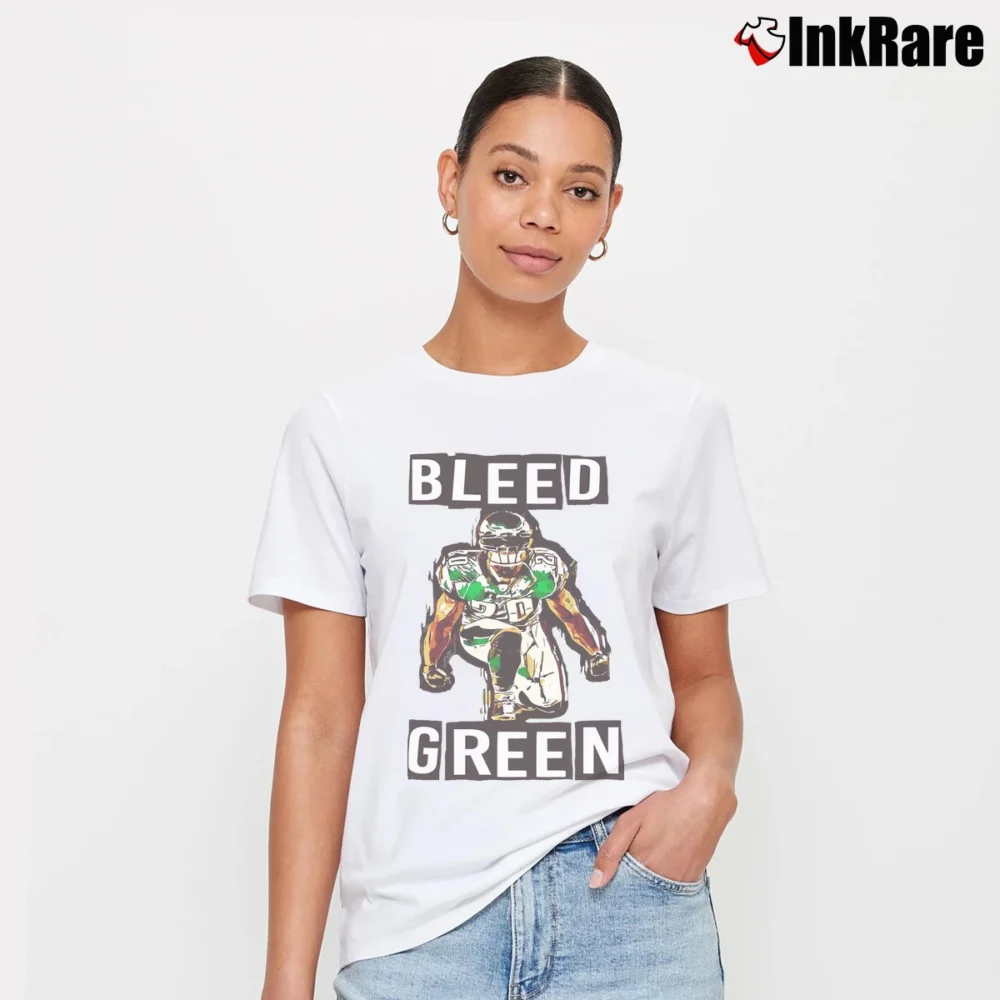 Women’s Philadelphia Eagles Brian Dawkins Bleed Green Signature T-Shirt in white | Soft, Flattering Fit