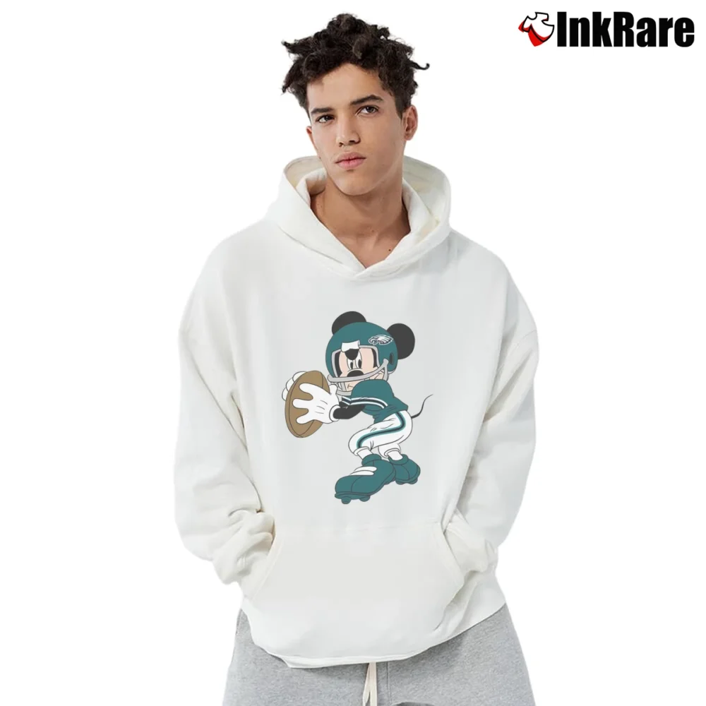 Men’s Philadelphia Eagles Football Mickey Mouse Disney Pullover Hoodie in white | Cozy, Durable, Modern Fit