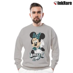 Men’s Philadelphia Eagles Football Mimi Mouse Disney Crewneck Sweatshirt in sport grey | Cozy Fabric, Clean Style