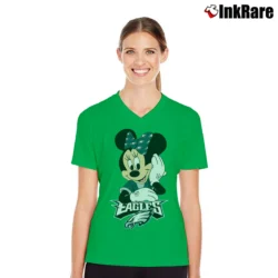 Women’s Philadelphia Eagles Football Mimi Mouse Disney V-Neck Tee in irish green | Chic Neckline, Soft Texture