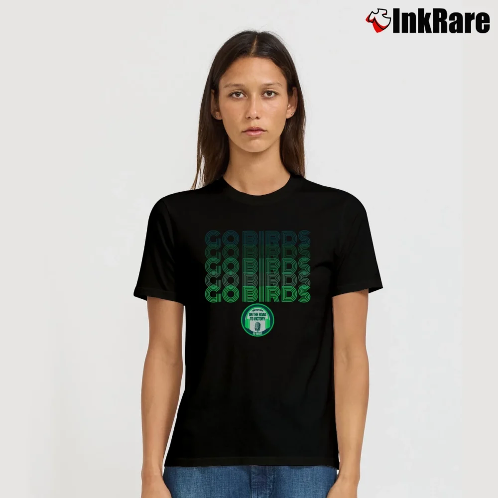 Women’s philadelphia eagles go birds on the road to victory for NFL Fans Signature T-Shirt in black | Soft, Flattering Fit
