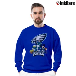 Men’s Philadelphia Eagles Mickey Donald Football Crewneck Sweatshirt in royal blue | Cozy Fabric, Clean Style