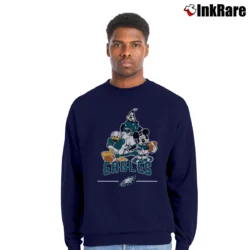Men’s Philadelphia Eagles Mickey Donald Goofy Fan Crewneck Sweatshirt in navy | Cozy Fabric, Clean Style