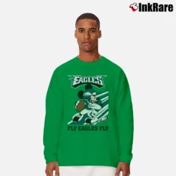 Men’s Philadelphia Eagles Mickey Mouse Fly Eagles Football Graphic Long-Sleeve Shirt in irish green | Sleek, Lightweight, Year-Round Wear