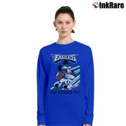 Women’s Philadelphia Eagles Mickey Mouse Fly Eagles Football Graphic Long-Sleeve Top in royal blue | Sleek, Versatile, All-Season