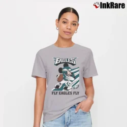 Women’s Philadelphia Eagles Mickey Mouse Fly Eagles Football Graphic Signature T-Shirt in sport grey | Soft, Flattering Fit