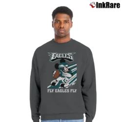 Men’s Philadelphia Eagles Mickey Mouse Fly Eagles Football Crewneck Sweatshirt in charcoal | Cozy Fabric, Clean Style