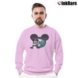 Men’s Philadelphia Eagles Mickey Mouse Football Crewneck Sweatshirt in light pink | Cozy Fabric, Clean Style