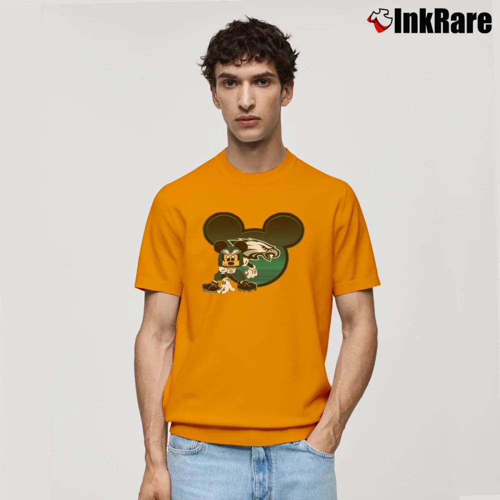 Men’s Philadelphia Eagles Mickey Mouse Football Classic T-Shirt in orange | Soft, Breathable Everyday Wear