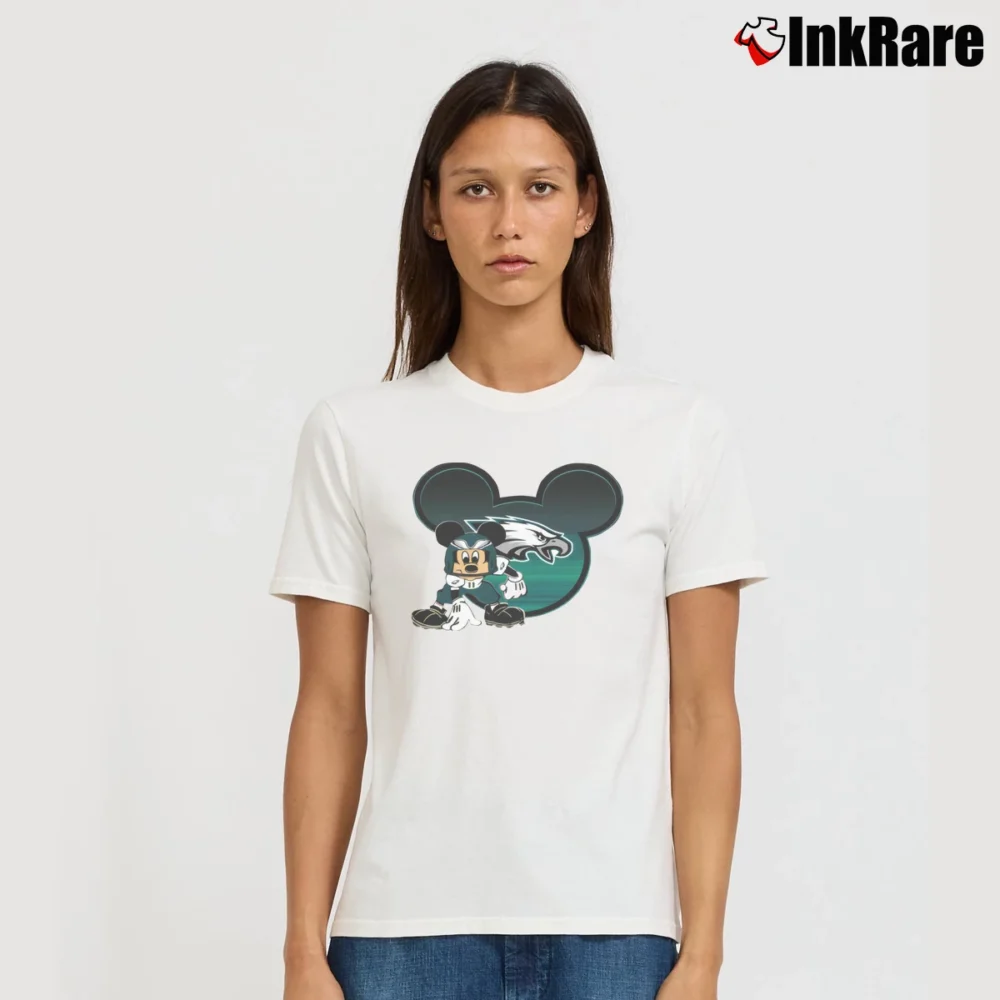 Women’s Philadelphia Eagles Mickey Mouse Football Signature T-Shirt in white | Soft, Flattering Fit