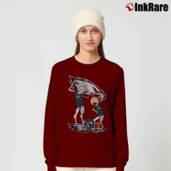 Women’s Philadelphia Eagles Rick And Morty Funny Football Long-Sleeve Top in maroon | Sleek, Versatile, All-Season