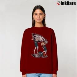 Women’s Philadelphia Eagles Rick And Morty Funny Football Relaxed Sweatshirt in maroon | Soft, Laid-Back Vibe