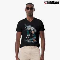 Men’s Philadelphia Eagles Rick And Morty Funny Football V-Neck Tee in black | Sharp, Breathable, Everyday Staple
