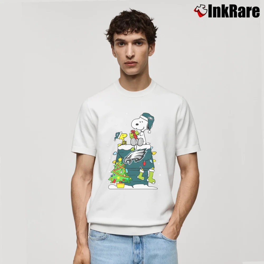 Men’s Philadelphia Eagles Snoopy Christmas Ugly Classic T-Shirt in white | Soft, Breathable Everyday Wear