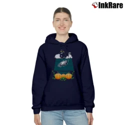 Women’s Philadelphia Eagles Snoopy Pumpkin House Cozy Hoodie in navy | Warm, Structured, Stylish