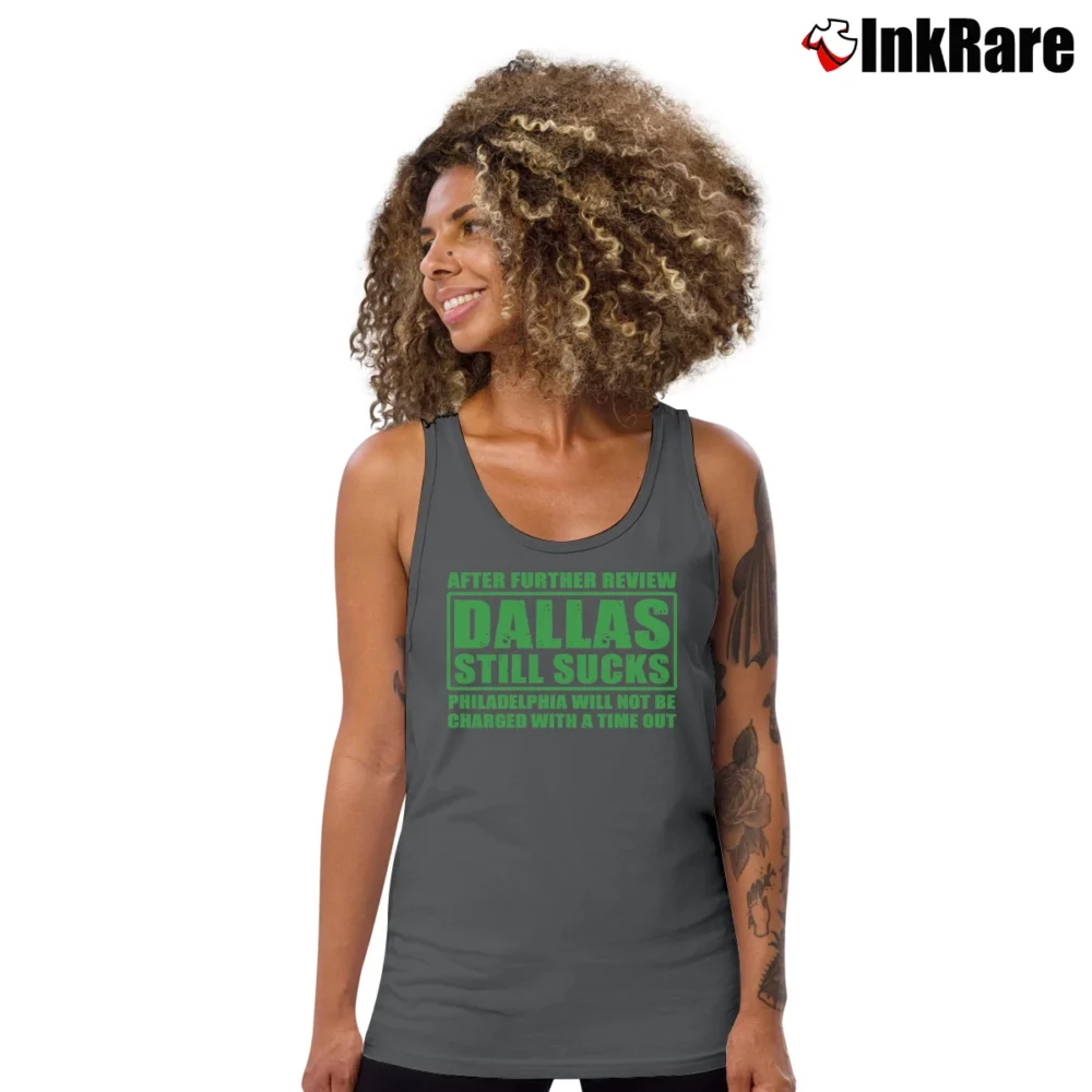 Women’s Philadelphia Phillies Dallas Still Sucks Tank Top in charcoal | Lightweight, Movement-Friendly