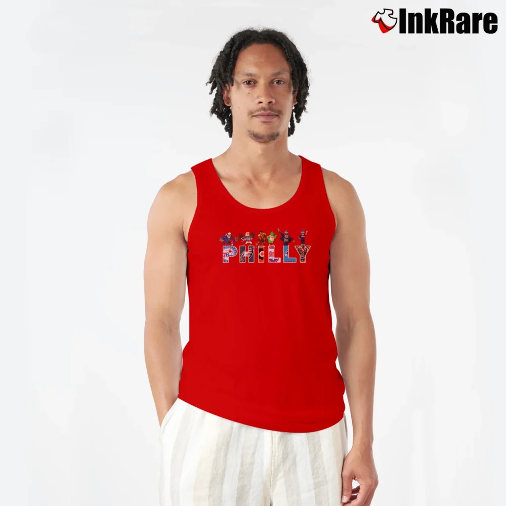 Men’s Philadelphia Phillies Eagles Flyers Sixers Sports Tank Top in red | Breathable, Active-Friendly Design