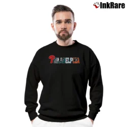 Men’s Philadelphia Phillies Eagles Sports Fan Crewneck Sweatshirt in black | Cozy Fabric, Clean Style