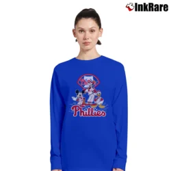 Women’s Philadelphia Phillies Mickey Donald Goofy Baseball Long-Sleeve Top in royal blue | Sleek, Versatile, All-Season