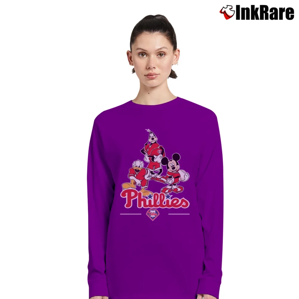 Women’s Philadelphia Phillies Mickey Donald Goofy Fan Long-Sleeve Top in purple | Sleek, Versatile, All-Season