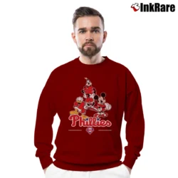 Men’s Philadelphia Phillies Mickey Donald Goofy Fan Crewneck Sweatshirt in maroon | Cozy Fabric, Clean Style