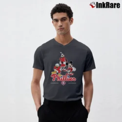 Men’s Philadelphia Phillies Mickey Donald Goofy Fan V-Neck Tee in charcoal | Sharp, Breathable, Everyday Staple