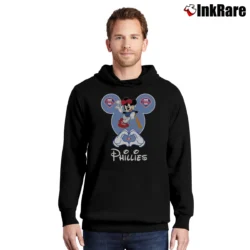 Men’s Philadelphia Phillies Mickey Mouse Baseball Fan Pullover Hoodie in black | Cozy, Durable, Modern Fit