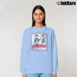 Women’s Philadelphia Phillies Phil And Phyllis Throwback Relaxed Sweatshirt in light blue | Soft, Laid-Back Vibe